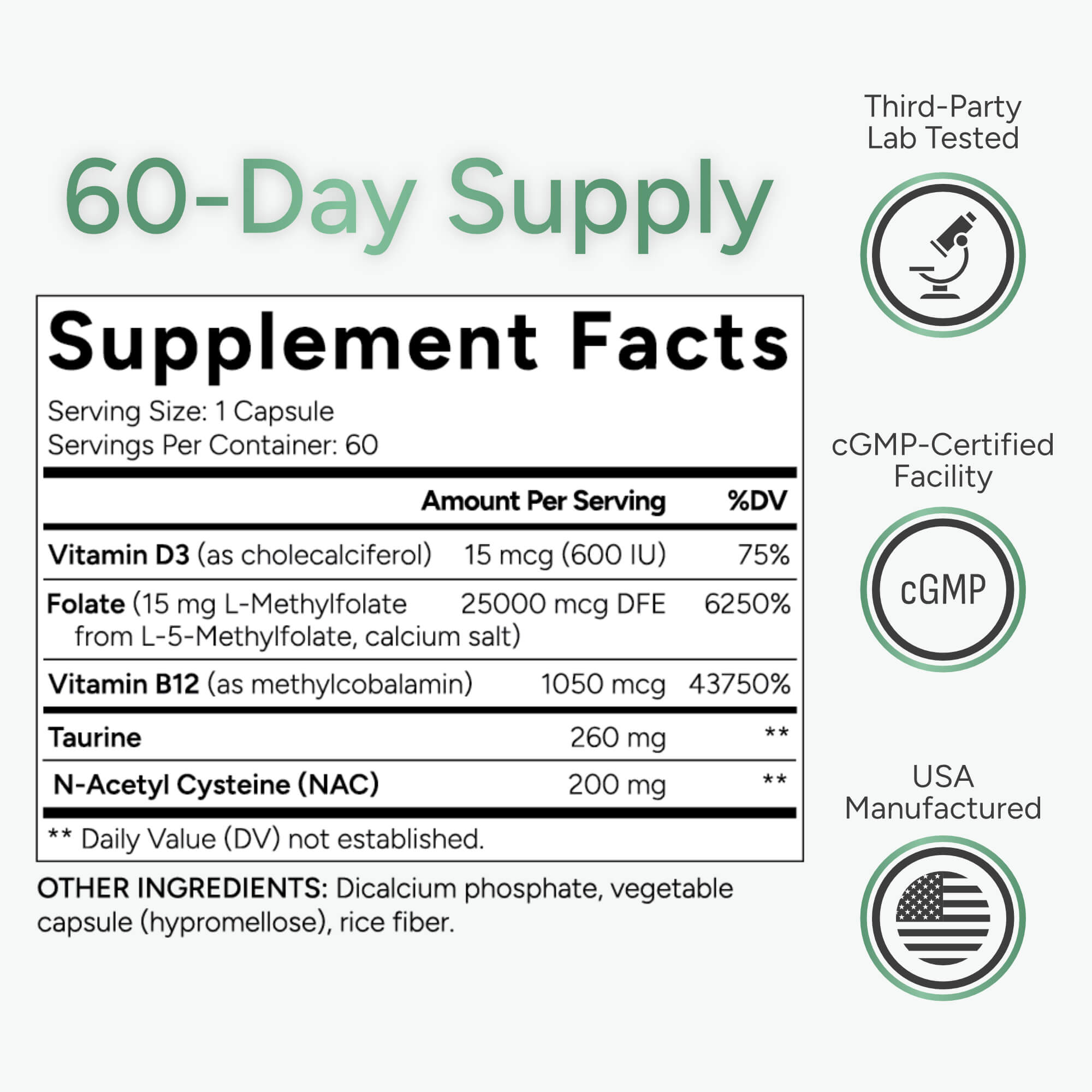 L - Methylfolate 15mg | 5 - MTHF Form - Natural Approach