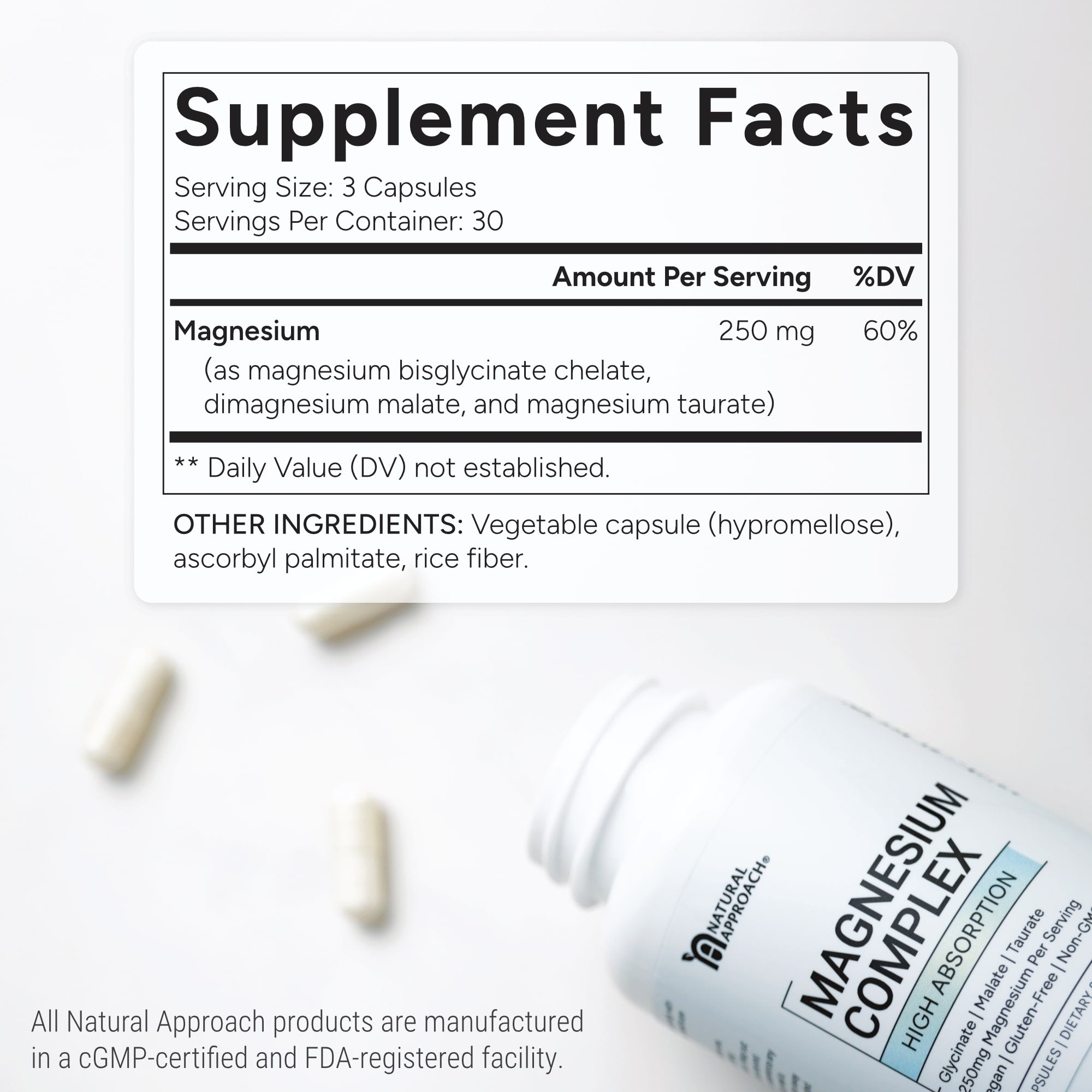 Magnesium Complex with Glycinate, Malate, and Taurate (90 Capsules) - Natural Approach