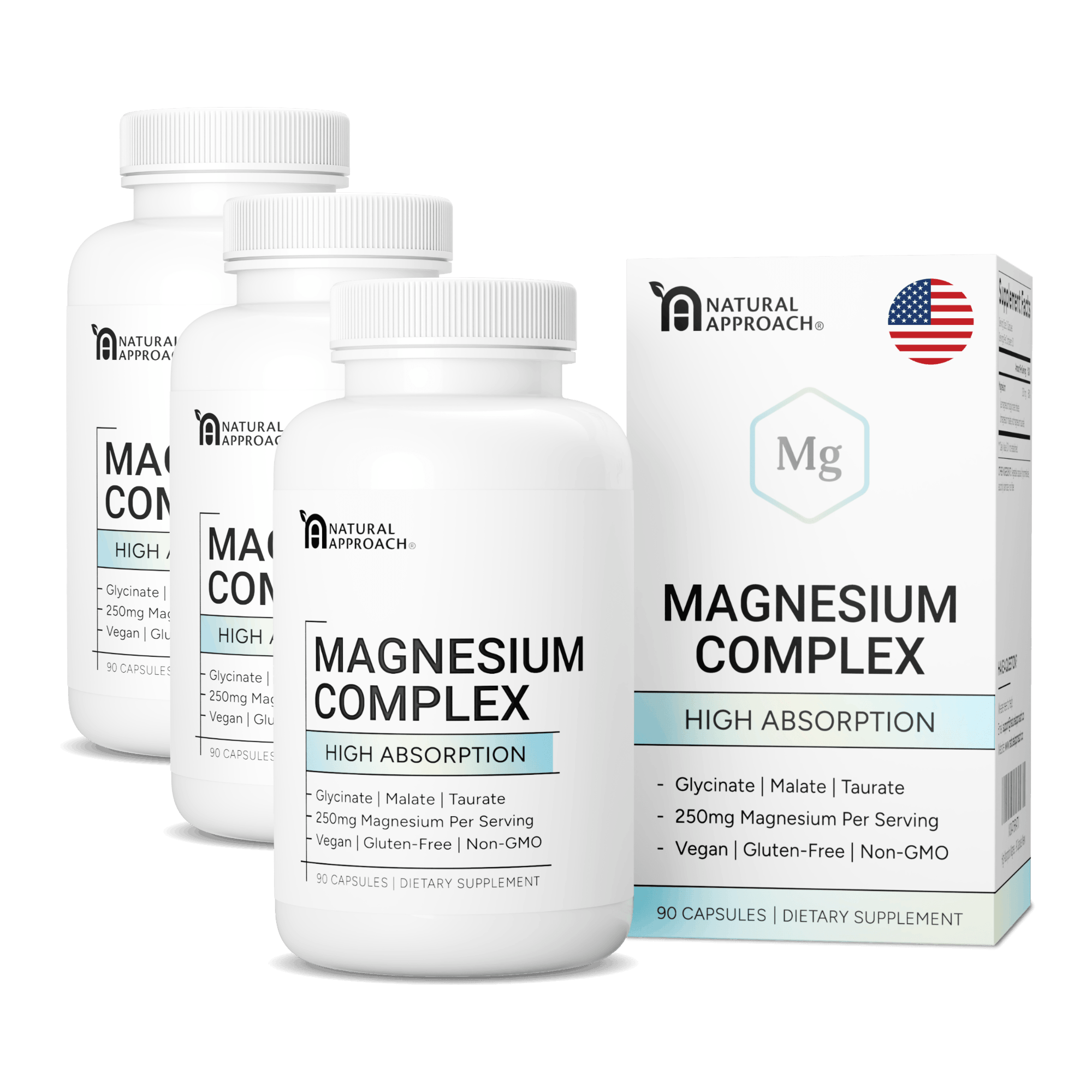 Magnesium Complex with Glycinate, Malate, and Taurate (90 Capsules) - Natural Approach