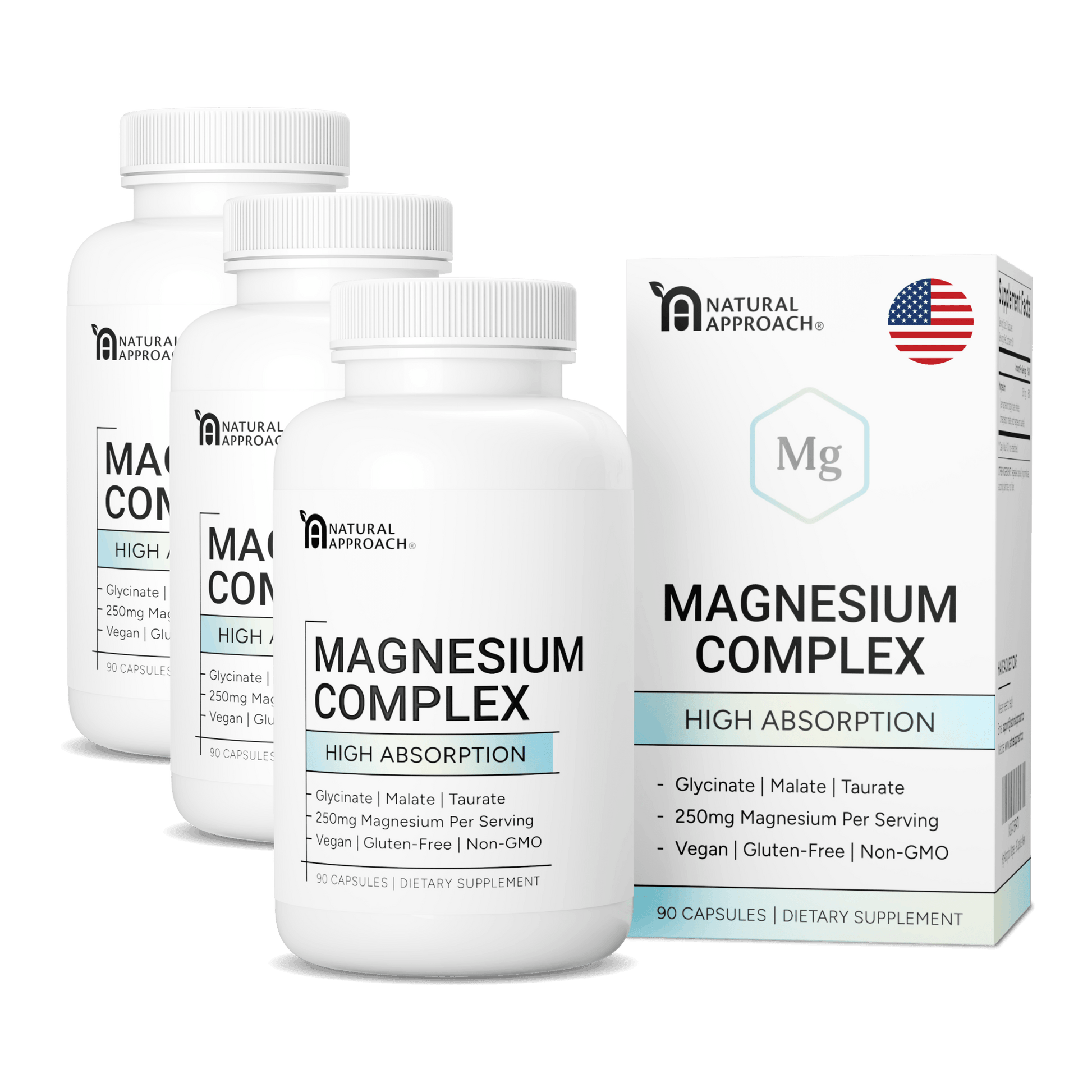 Magnesium Complex with Glycinate, Malate, and Taurate (90 Capsules) - Natural Approach
