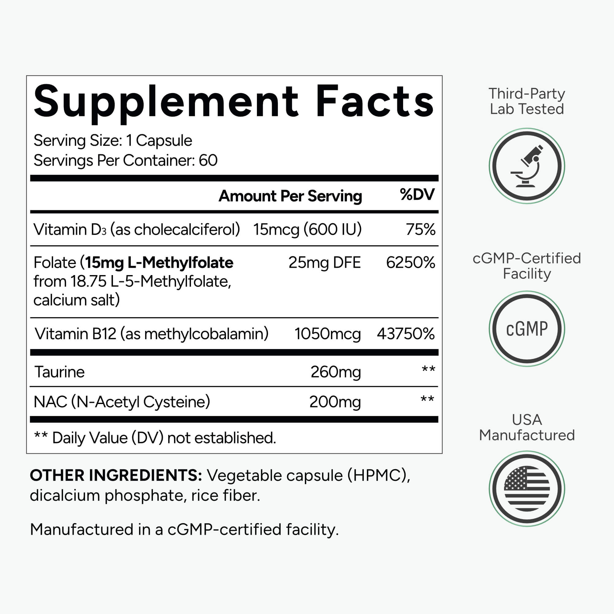 L-Methylfolate 15 mg | 5-MTHF Form