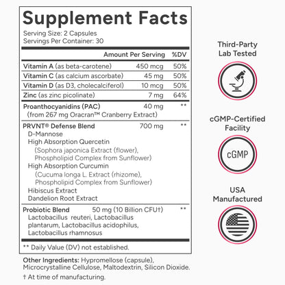 PRVNT® | Urinary Tract Defense with Cranberry, Probiotics and D-Mannose