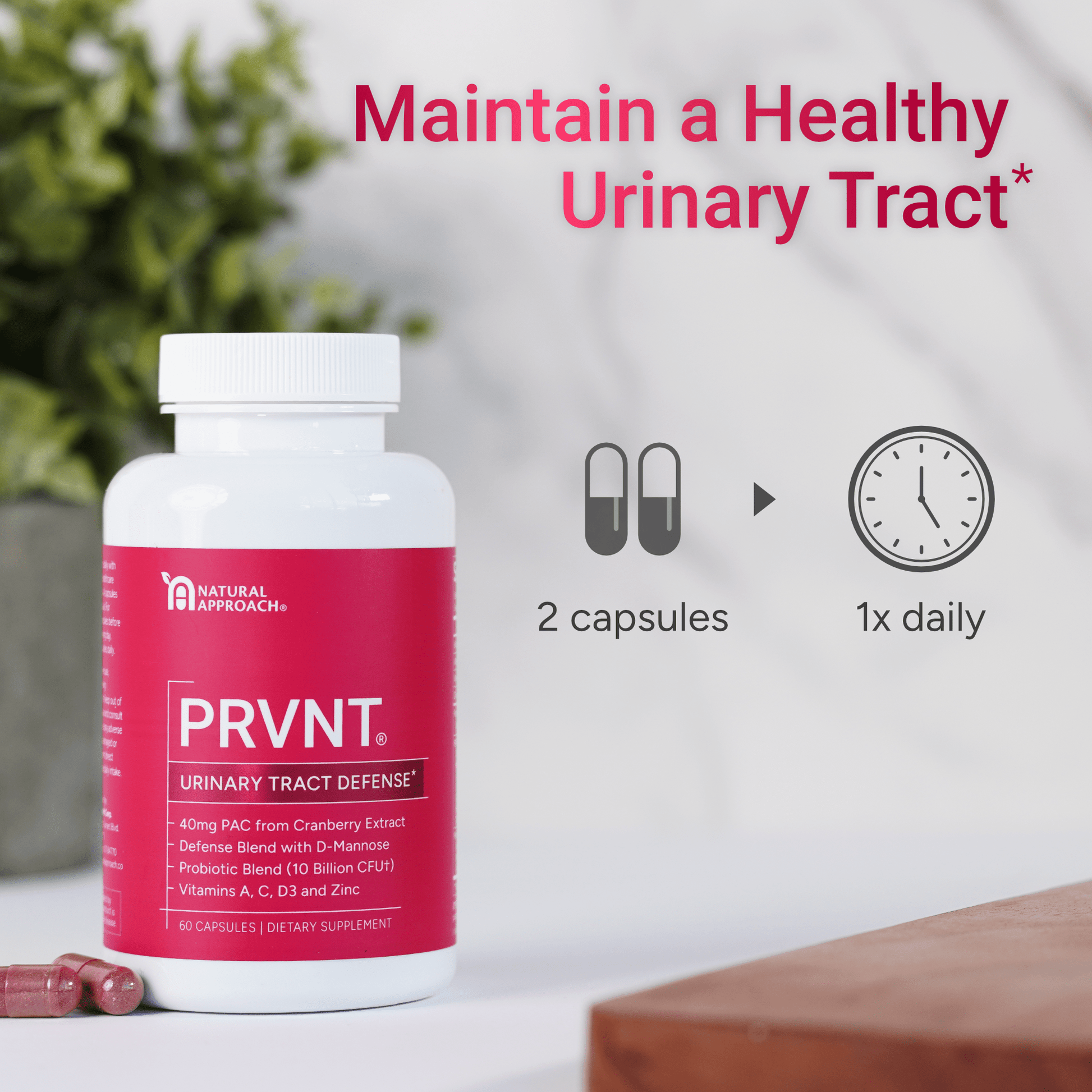 PRVNT® | Urinary Tract Defense with Cranberry PACs, D - Mannose, and Probiotics - Natural Approach